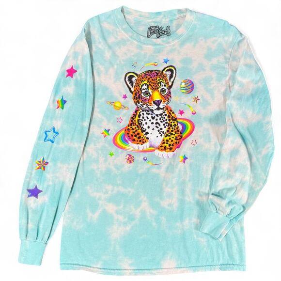 Lisa Frank Hunter Jaguar Blue Tie Dye Shirt Long Sleeve Y2K 90s Rainbow Womens S - Picture 2 of 11
